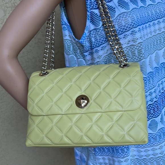 Kate Spade Natalia Smooth Leather Medium Flap Shoulder Bag Frosty Lime - Picture 4 of 16